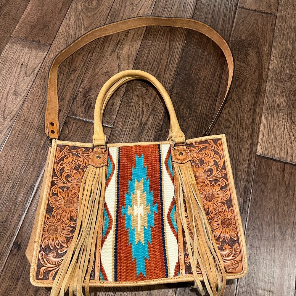 American Darling Briefcase Tote Saddle Blanket Leather Purse - Picture 4 of 11